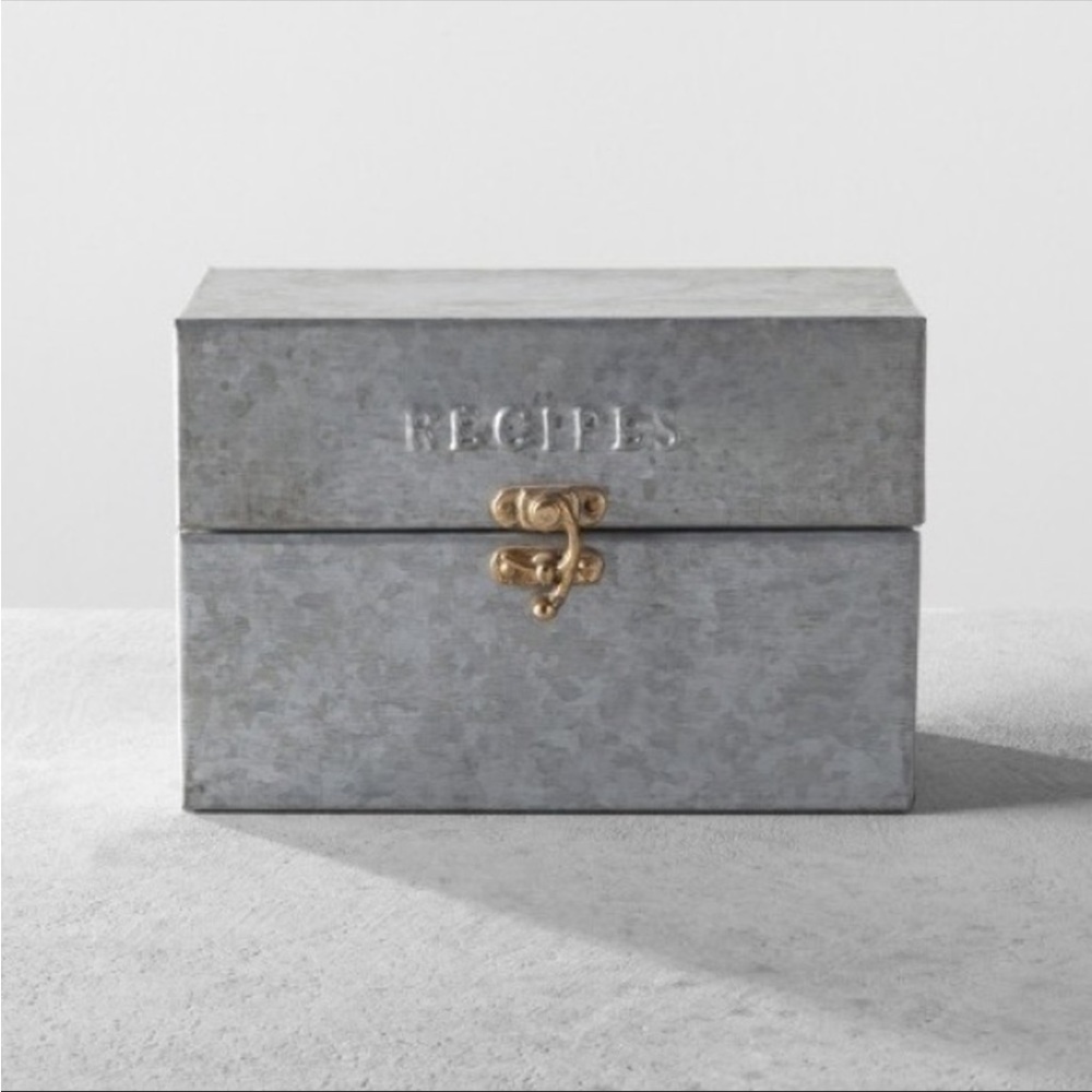 HEARTH & HAND with MAGNOLIA SILVER GALVANIZED RECIPE BOX LAST ONE